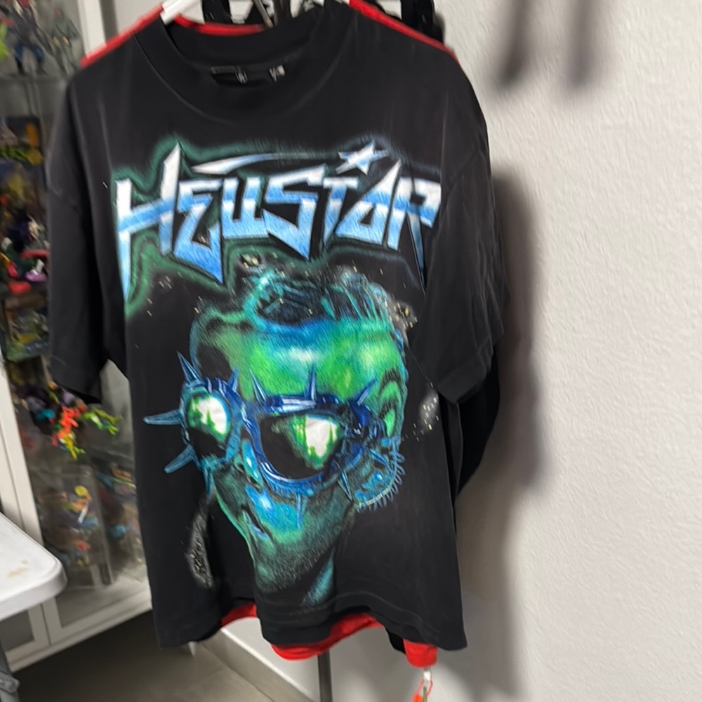 Alstyle Black Short Sleeve Tee with Futuristic Graphic